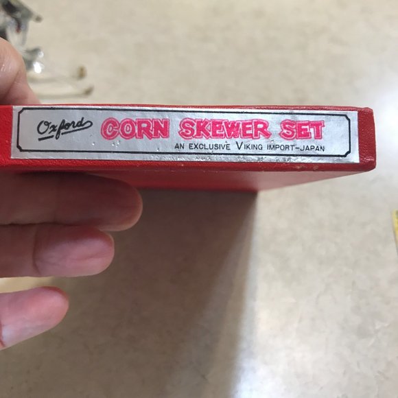 Vintage MCM Corn Skewer Cocktail Picks Forks Wood Handle Set of 8 - Picture 11 of 12